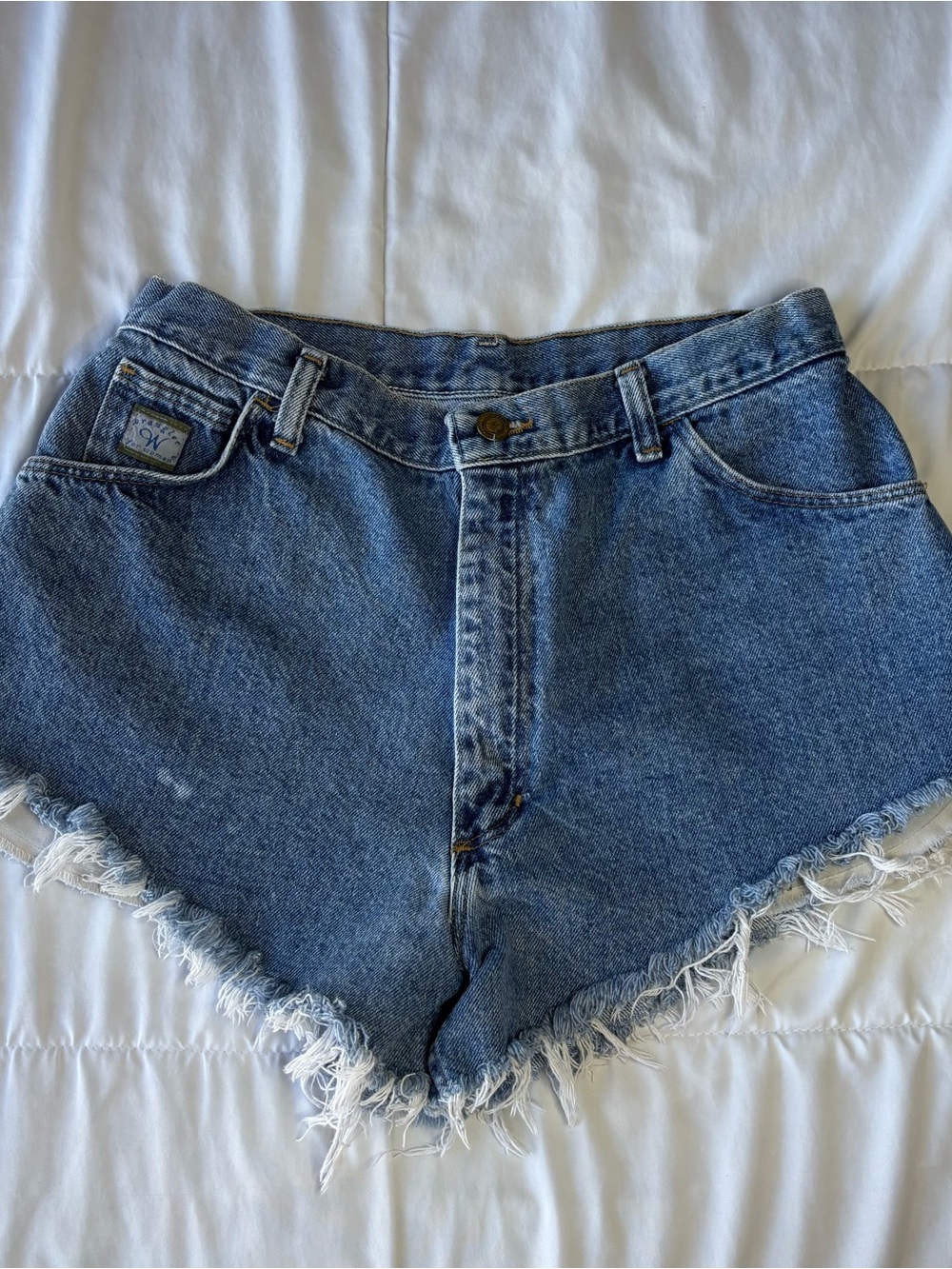 Vintage Wrangler Distressed Blue High-Waist Cutoff Jean Shorts
